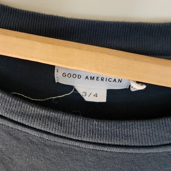 Good American Long Sleeve Tee Orion Blue Size 3/4 Crew Neck Cotton - Picture 7 of 11